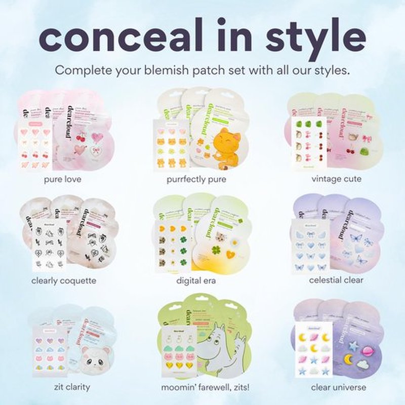 dearcloud Hydrocolloid Blemish Patches - 36 Count - Pimple Patches for Face, Acne Spot Treatment With Niacinamide & Salicylic Acid (Purrfectly Pure)