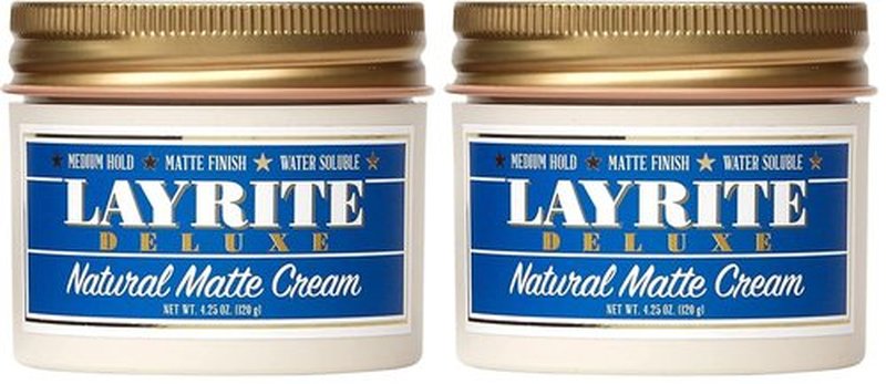 Layrite Natural Matte Cream - Mild Hold Styling Cream for Natural Finish - 4.25 Ounce (Pack of 2)