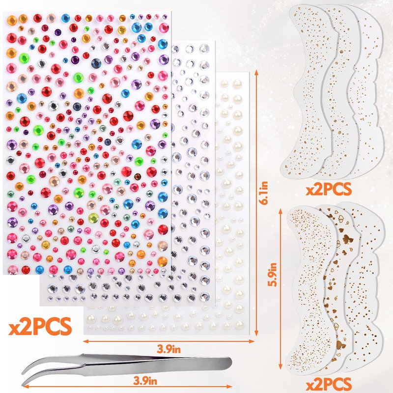 Vodolo Glitter Freckles Face Tattoo,12 PCS Festival Rave Accessories for Women,Gold Silver Face Waterproof Sparkles Freckles Half Magic Makeup Jewels Stickers (12PCS)