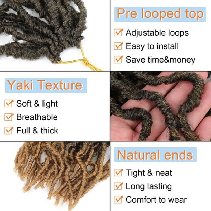 Soft Locs Crochet Hair 10 Inch 7 Packs Short Faux Locs Crochet Hair Pre Looped Crochet Locs for Black Women Butterfly Loc Hair(10inch,7packs,1B/27)