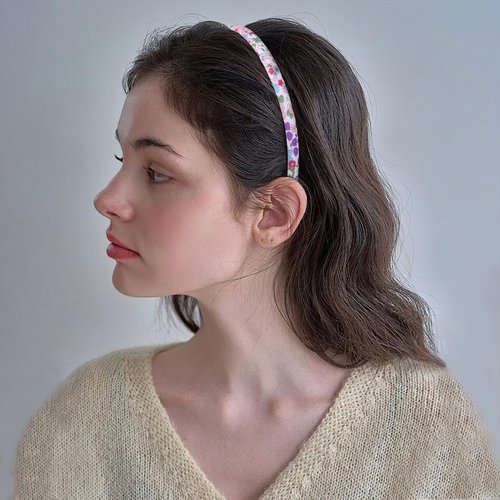 Fishdown Headbands for Girls 12Pcs Thin Head Bands for Girls Hairbands for Toddler Floral Cloth Fabric Covered Headband Birthday Party Favors