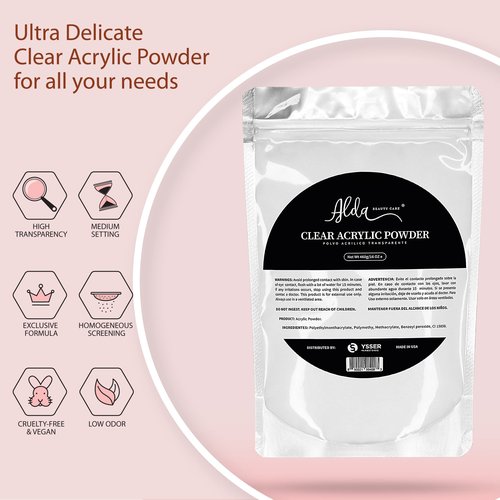 Alda Acrylic Powder Professional Acrylic Nail System 16oz Clear (Clear)