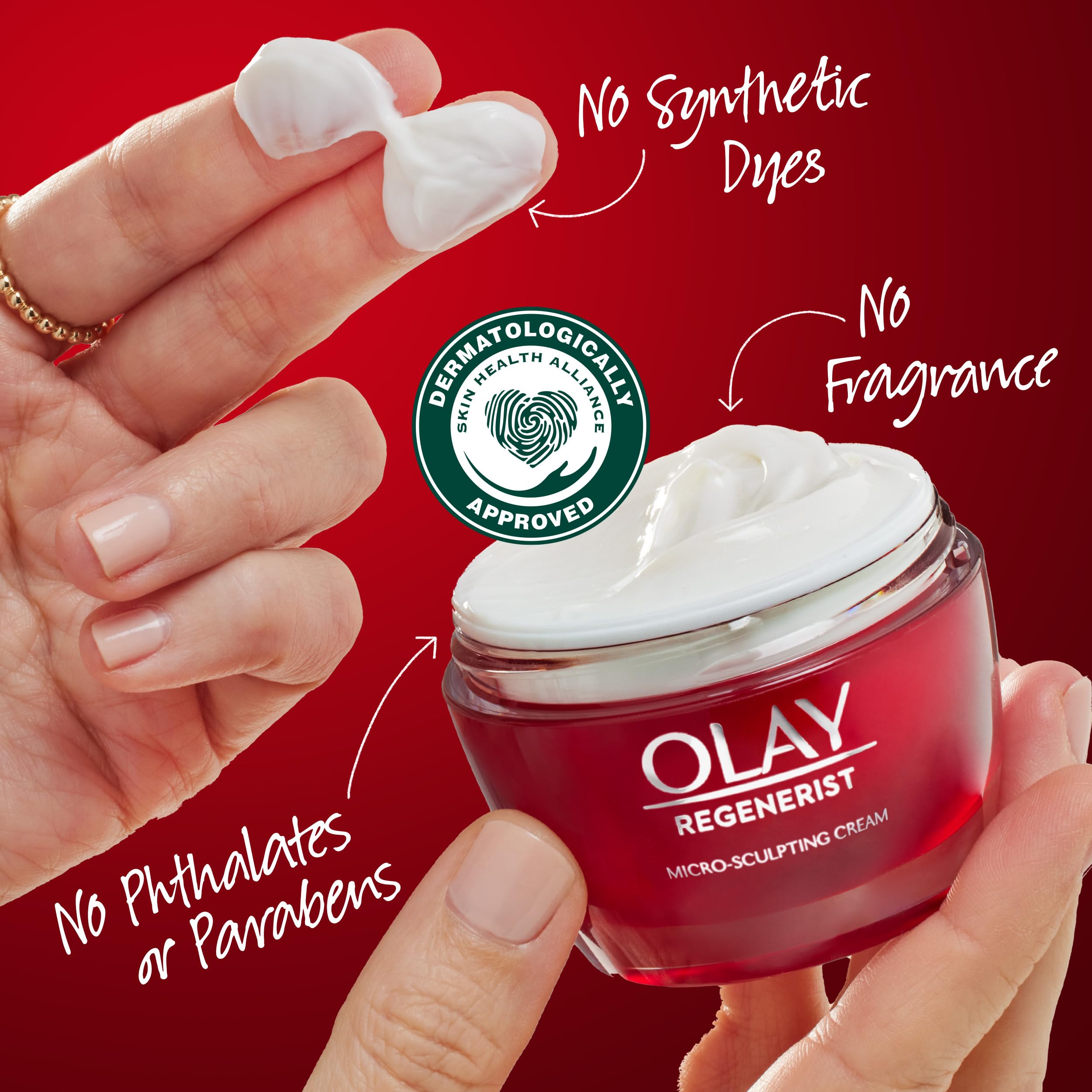 Olay Face Moisturizer, Regenerist Micro-Sculpting Cream for Women, Fragrance-Free Hydrating Anti-Aging, Anti-Wrinkle, Firming Skin Care Hyaluronic Acid, Niacinamide, Amino Peptides, 1.7 Oz (Pack of 3)