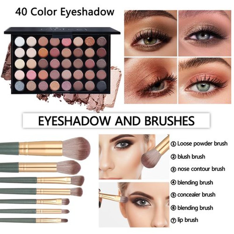 Full Makeup Kit for Girls - Eyeshadow Palette, Lip Gloss & Lipstick, Makeup Brushes, Foundation, Concealer, Mascara, Powder, Makeup Bag