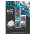 Dove Men+Care Gift Set – Clean Comfort Body + Face Wash, Clean Comfort Aluminum-Free Deodorant & Dual-Sided Shower Tool (3 Piece Set)