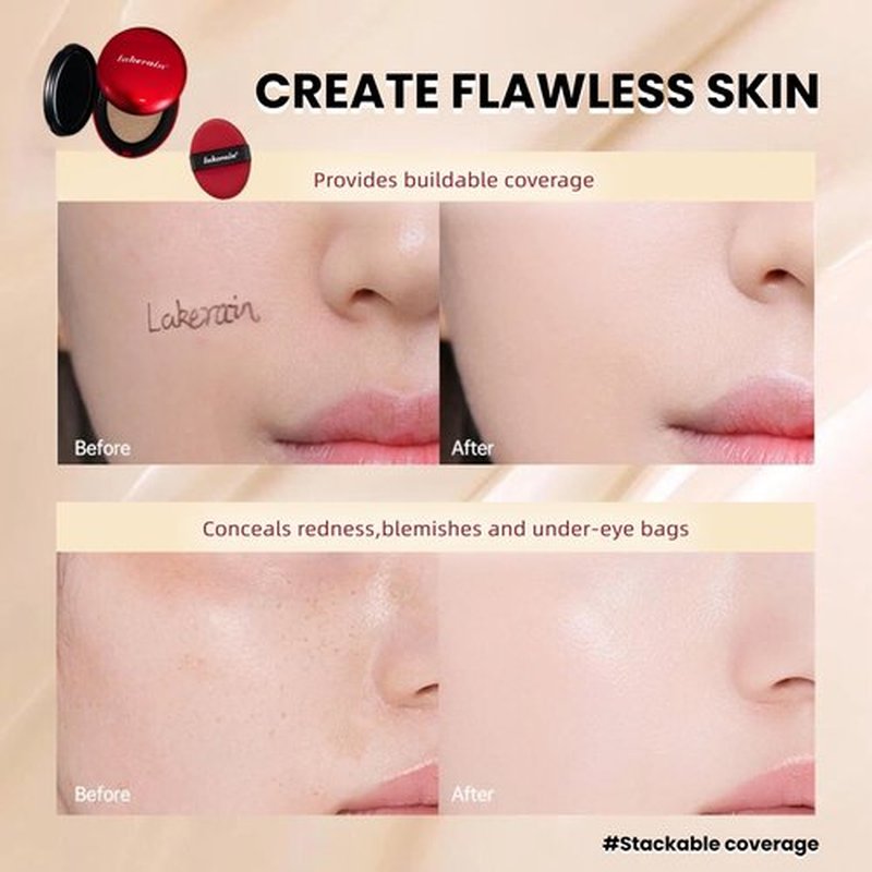 Cushion Foundation – Hydrating Velvet Matte Finish, 24H Long-Lasting Waterproof Korean BB Cream Compact, Breathable Skincare Base with 3 Shades (Ivory, Beige, Latte) (02#BEIGE)