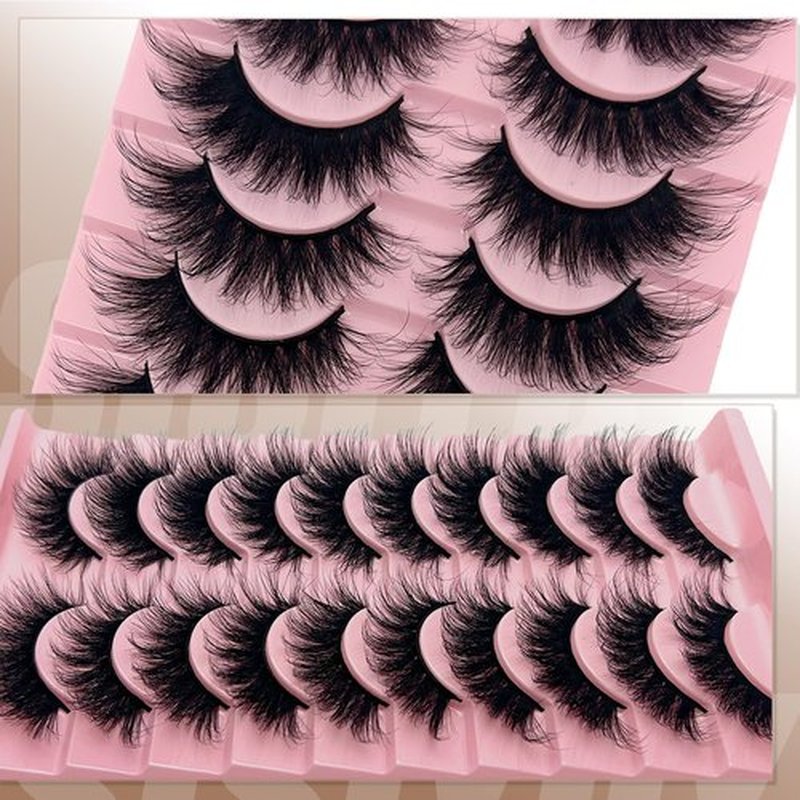 SISIYDY Mink Lashes Cat Eye Wispy Soft Faux Mink False Eyelashes Natural Look C Curl Full Strips Lashes Pack 18mm Long Dramatic 3D 8D Long Volume Thick Faux Mink Fake Eyelashes Bulk YH013
