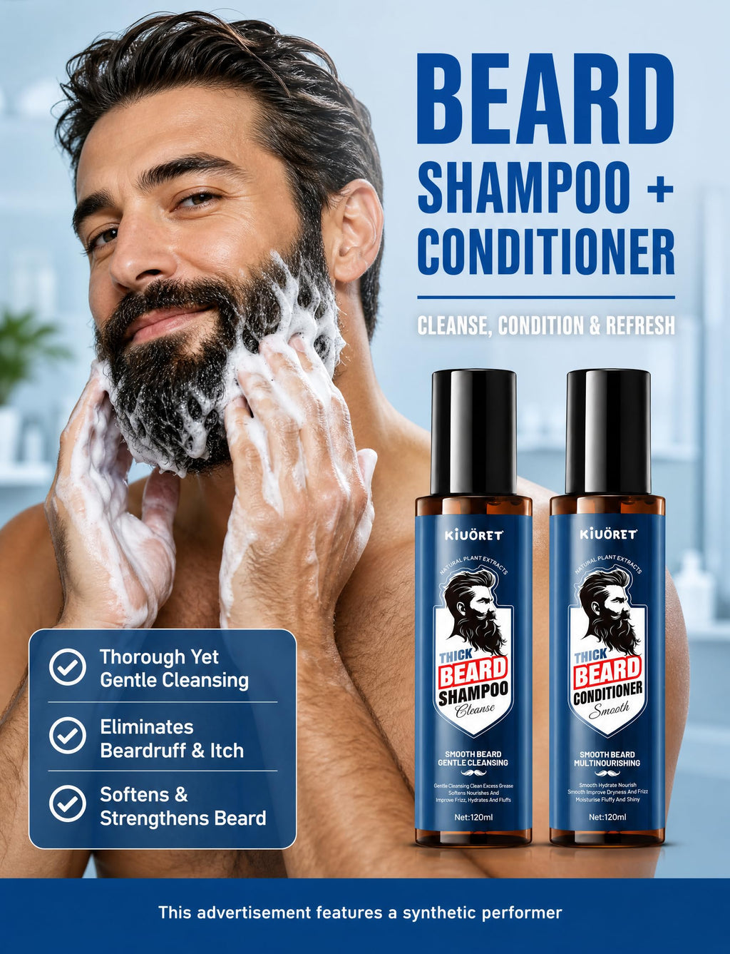 Beard Kit for Men Grooming & Care, Complete Beard Growth Kit with Shampoo, Conditioner, Oil, Spray & Balm