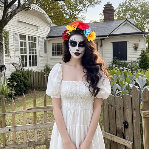 Nydotd Mexican Rose Flower Crown Headband, Day of The Dead Floral Rose Crown Headband Headpiece for Halloween Costume Party (Colourful, One Size)