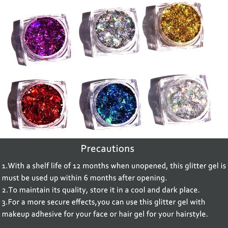 Face Glitter Body Glitter Gel with Face Heart Star Stickers, 6 Colors Hair Glitter Gel with Self Adhesive Face Gems Stick on Rhinestone Stickers for Face, Hair, Body for Festival Makeup