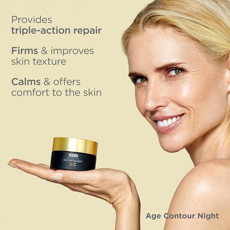 ISDIN Age Contour Night Cream - Melatonin & Peptides for Face and Neck, 1.8 Oz