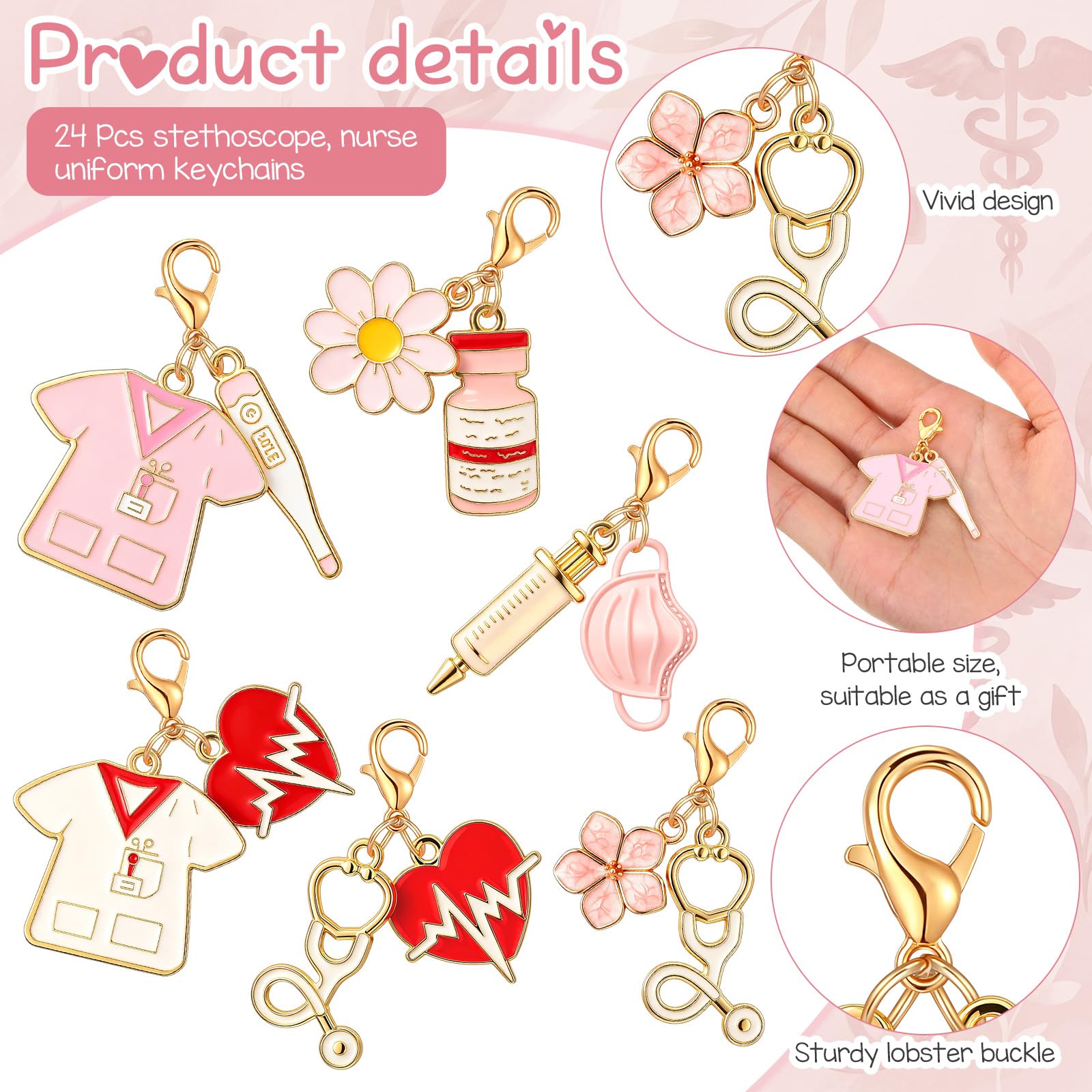 Kenning 24 Pack Nurse Pocket Hug Keychains with Cards and Gift Bags Bulk Stethoscope Hug Tokens Appreciation Gifts for Nurses Doctors Healthcare Workers Inspirational Thank You Gifts Hospital Staff