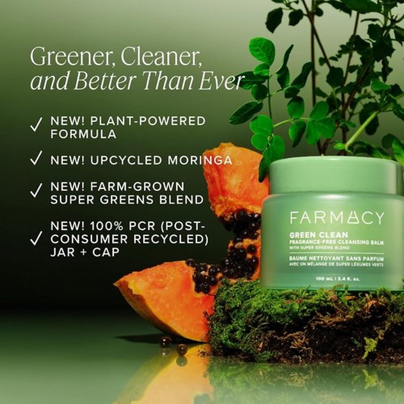 Farmacy Green Clean Makeup Remover Balm - Waterproof Cleansing Balm + Oil Cleanser for Sensitive Skin - Hydrates & Softens (200ml)