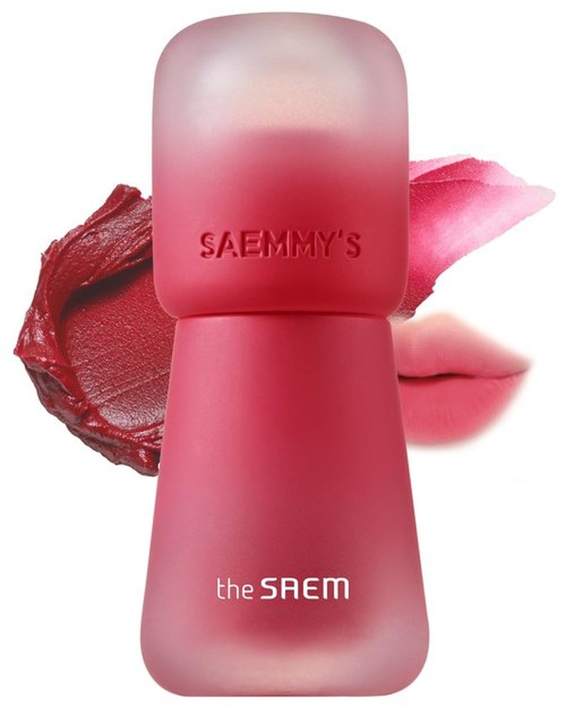 THESAEM Saemmy's Crema Velvet Tint - 06 Cherry Topping Pink Red - Korean Velvet Lip Tint Creamy Comfort Plumping Formula - Blurred Finish Long-Lasting Smooth Lips, 0.14 fl.oz.