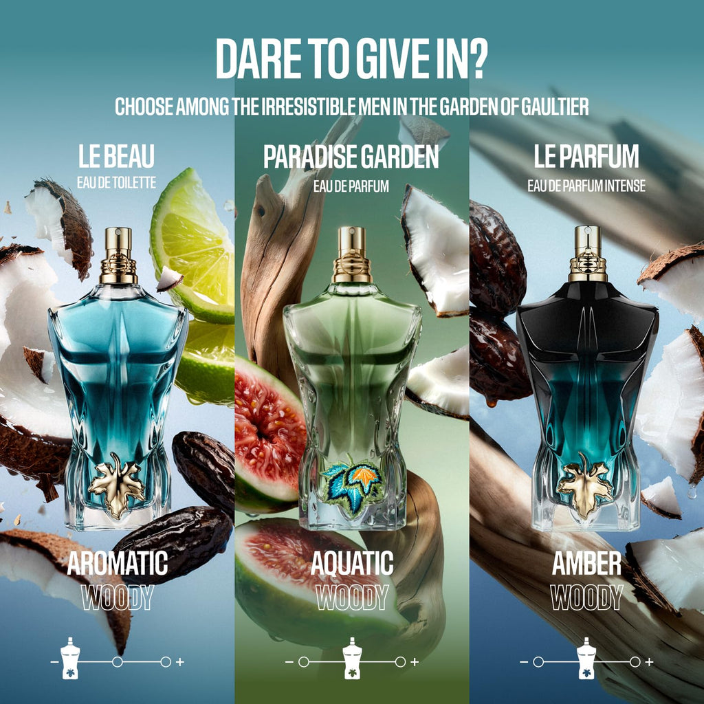 Jean Paul Gaultier Le Beau Eau de Toilette for Men - Long Lasting Addictive Aromatic Woody Men's Cologne with Bergamot, Coconut Wood & Tonka Bean - Designer Fragrance Spray, 4.2 oz