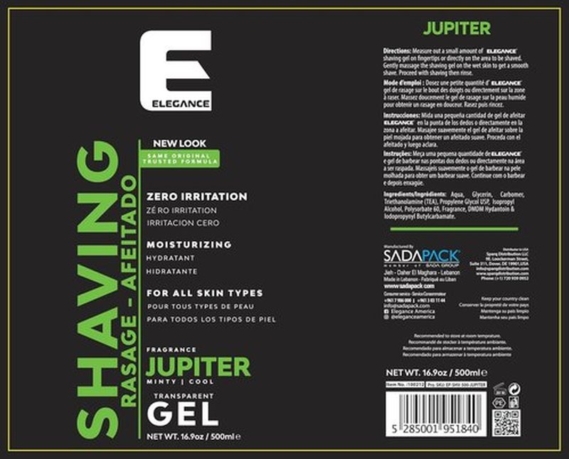 E Elegance Shaving Gel - Transparent Formula for Men & Women | Minty Cool Jupiter Fragrance, 16.9 Oz