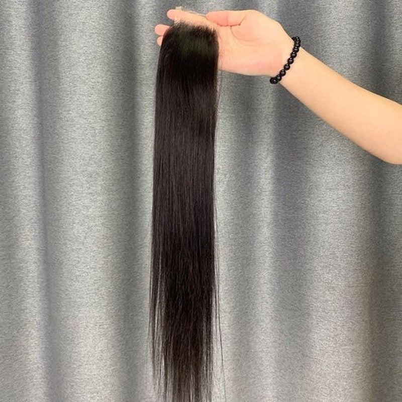 Aorbige 2x6 HD Swiss Lace Melt Skin Lace Closure Long Deep Parting Raw Hair Materials Straight Style Much Fuller with Natural Hair Line Human Hair Natural Black Color (20inch, HD 2x6 lace closure)
