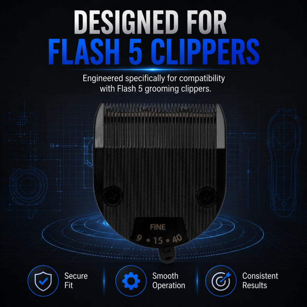 Kenchii Professional Dog Clipper Blade Flash 5 Pet Hair Clipper - Detachable Stainless Steel Blades for Dog Grooming - Hair Clippers & Accessories Pet Shaving Blades. (KEFB5-SLD)