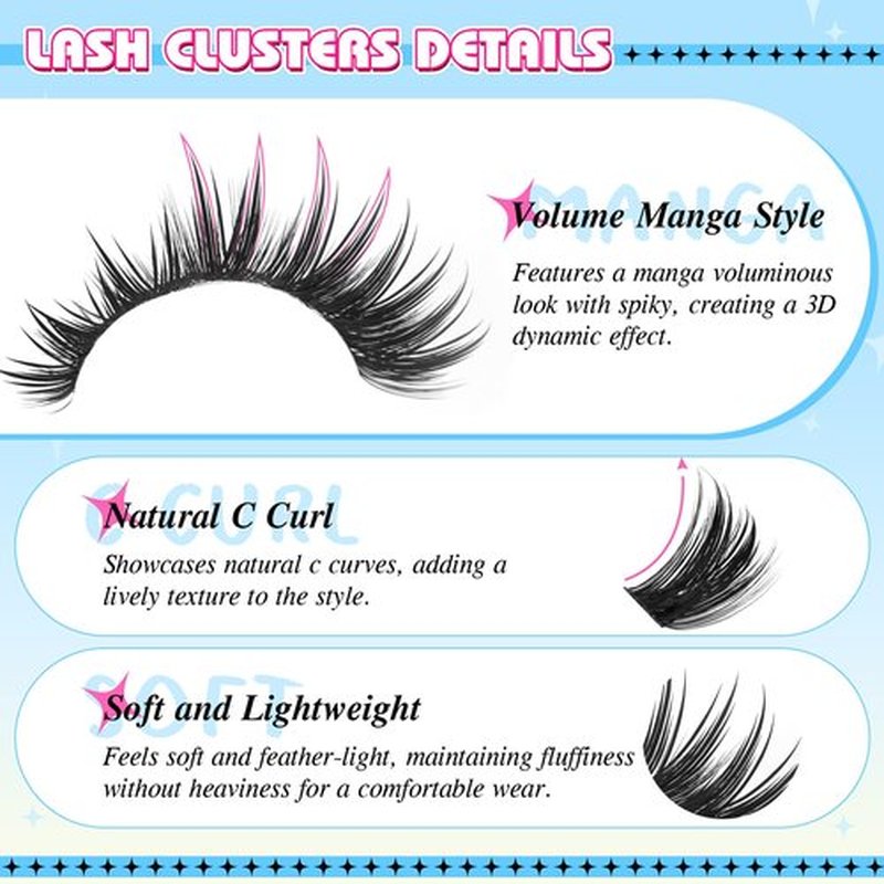 PVDKIW Volume Lash Clusters Wispy Eyelash Clusters C Curl Cluster Eyelash Extensions 10-18MM DIY Lash Extension 144Pcs Reusable False Eyelashes