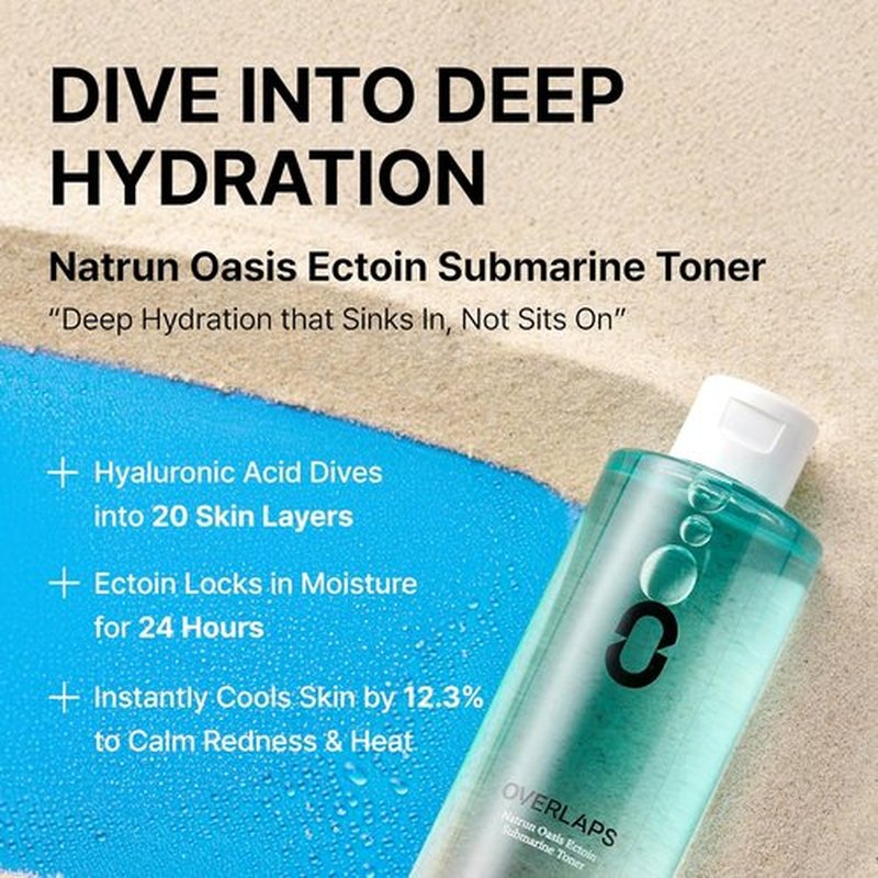 Ectoin Calming Toner by Overlaps - Redness Relief & Barrier Repair for Sensitive Skin | Hydrating Glass Skin with Hyaluronic Acid & Panthenol | 8.45 fl. oz.