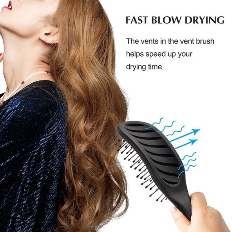 FIXBODY Curved Vent Hair Brush - Detangling & Blow Drying Tool for Short Thick Hair | Unisex, Black