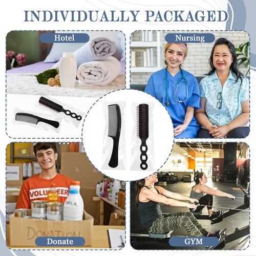 50 Pcs Hair Brushes and Combs Set for Homeless Individually Wrapped Bulk Hair Brush and Comb Set for Women Hotel Homeless Charity