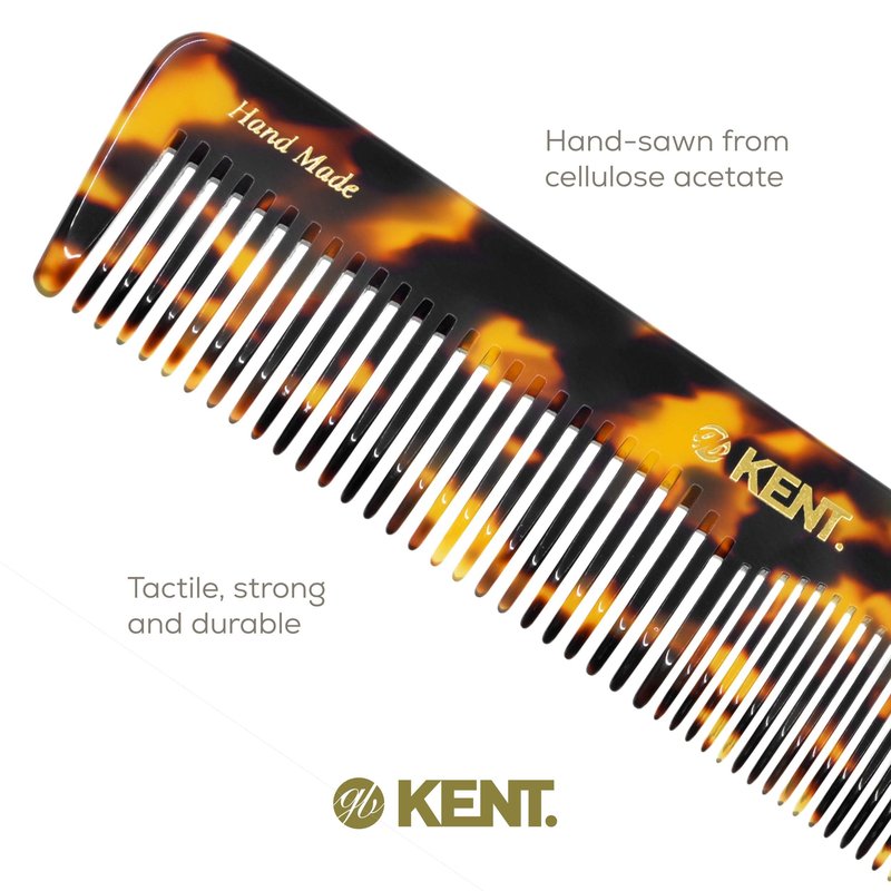 Kent 16T TY Fine and Wide Tooth for Daily Grooming,Handmade Styling Comb for All Hair Types,Wet or Dry Hair Detangling Comb for Men and Women,Saw Cut Hand Polished,Made in England