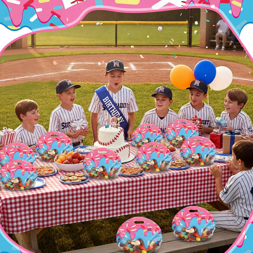Colarr 24 Pcs Baseball Ice Cream Drip Party Favor Bags with Handles Reusable Sealed Treat Candy Bags Stand-up Bottom Snack Container for Sport Team Baseball Ice Cream Drip Party Birthday Gift Supplies