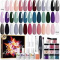Modelones Dip Powder Nail Kit Starter, 20 Colors Dipping Powder Liquid Set Base&Top Activator for French Nail Art Salon DIY Kit