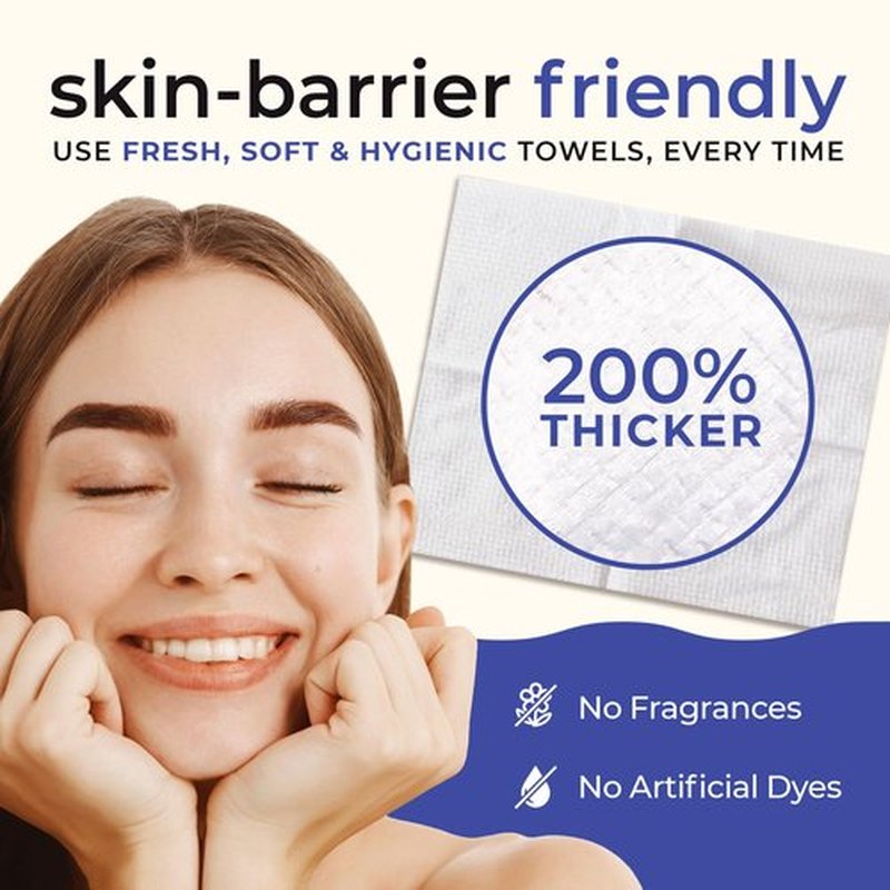 Prospela XL Disposable Face Towels (50 Count) – 100% Clean, Biodegradable Dry Wipes for Sensitive & Acne-Prone Skin – Extra Large & Ultra-Soft for Makeup Removal, Cleansing & Travel