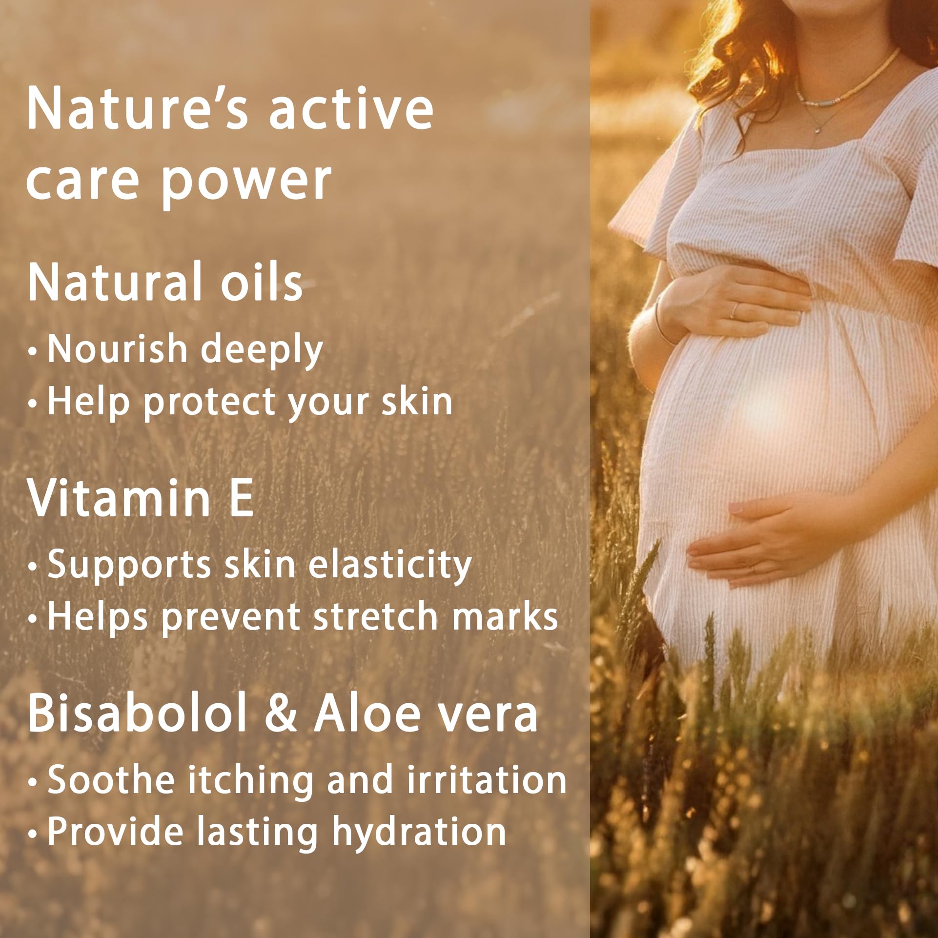 Massage Body Oil for Pregnant Woman – Maternity Skincare Oil, Skin Elasticity Increase by 35% – Prevents Stretch Marks, Safe to use for mom and Baby – Vegan, 200 ml / 6.76 Fl Oz