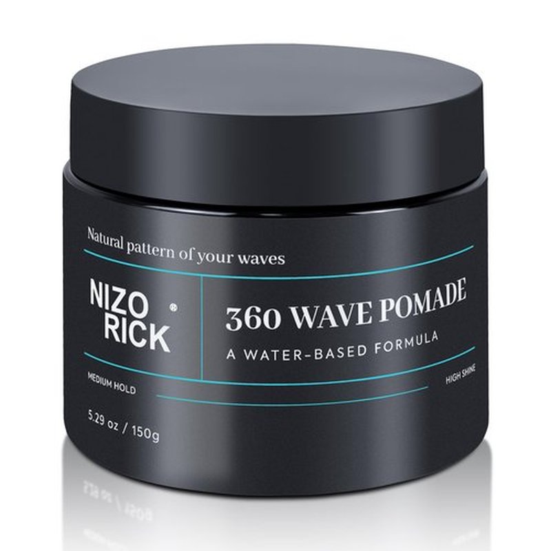 NIZORICK Men's 360 Wave Pomade 150g, Water-Based – Wave Styling Grease for Hair – Non-Greasy, Strong Hold & Layered Waves,150g/5.29oz