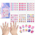 SIUSIO 6 Pack Press on Nails kids Children Acrylic Fake Nails Cute Pre-glue Full Cover Gradient Color Rainbow Short Stick On False Nail Art Kits Set for Kids Little Girls - Rainbow Dream