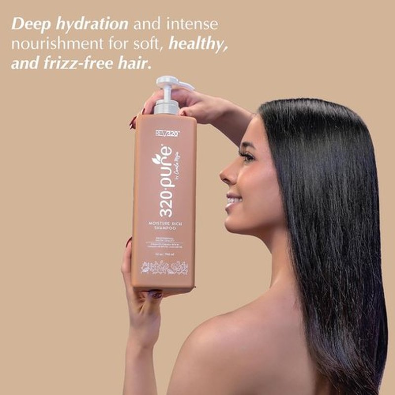 Rev320 Moisture Rich Shampoo - Nourishes & Repairs All Hair Types with Keratin-Omega & Argan Oil | 32oz
