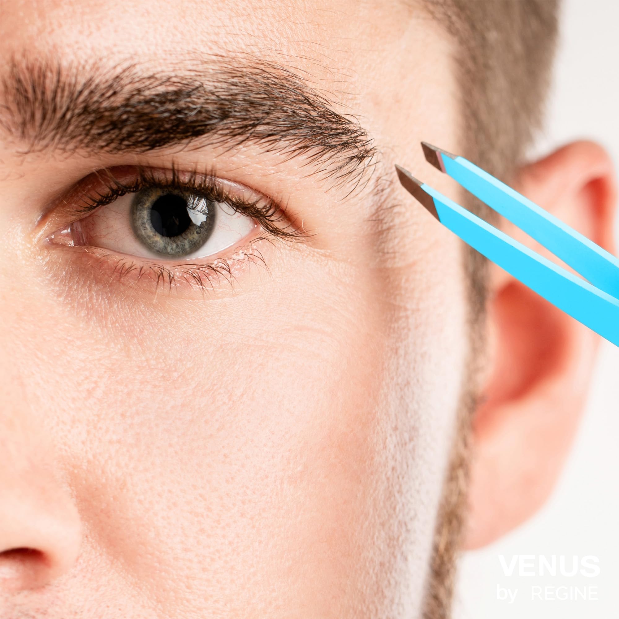 Venus by Regine Slant Tweezers - Handmade Precision Tool for Women & Men, 25-Degree Angle for Shaping Eyebrows & Grooming Facial Contours, Suitable for Eyebrow & Facial Hair Removal (Bright Blue)