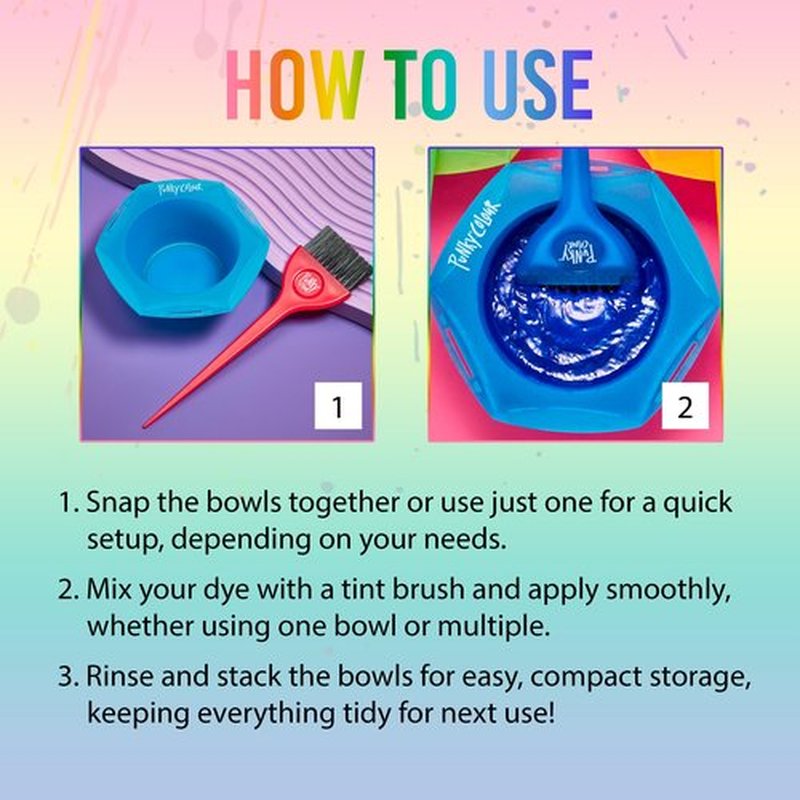 Punky Colour Hair Coloring Tools, Rainbow Tint Hair Dye Brush and Bowl Set - Multi-Color Hair Coloring Kit with Dye Mixing Bowls & Brushes, DIY Dyeing & Bleaching for Salon & At-Home Use