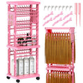 Sunnacate Braiding Rack with Tools, 2-Sided Hair Rack Braid Stand with Wheels, 220 Pegs Standing Hair Separator Divider Extension Holder Hanger Perm Accessories for Salon Home