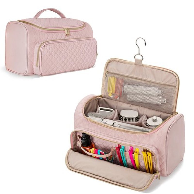 Fasrom Travel Carrying Case Compatible with Shark FlexStyle Air Styling & Drying System HD430/HD435, Hair Blow Dryer Storage Bag to Organize Hair Styling Attachments, Pink (Empty Bag)