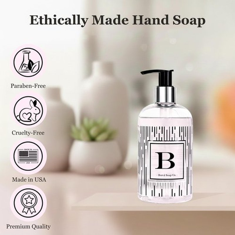 Brevä Soap Co. Monogrammed Luxury Liquid Hand Soap | Choose from Letters A to Z | Citrus Bloom Scent | Personalized Liquid Hand Wash for Bathroom & Kitchen |12 oz - Letter M (Pack of 1)