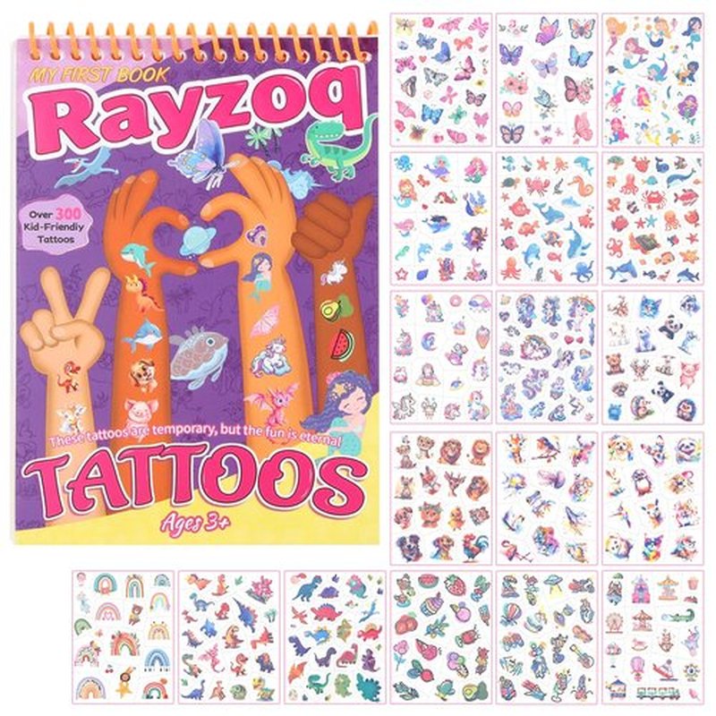 350PCS Kids Temporary Tattoos, Pre-Cut Safe Dinosaurs Unicorn Butterfly Animals, Easter Basket Stuffers Party Favors Classroom Prizes Stocking Stuffers Birthday Gifts Boys Girls Ages 3-12