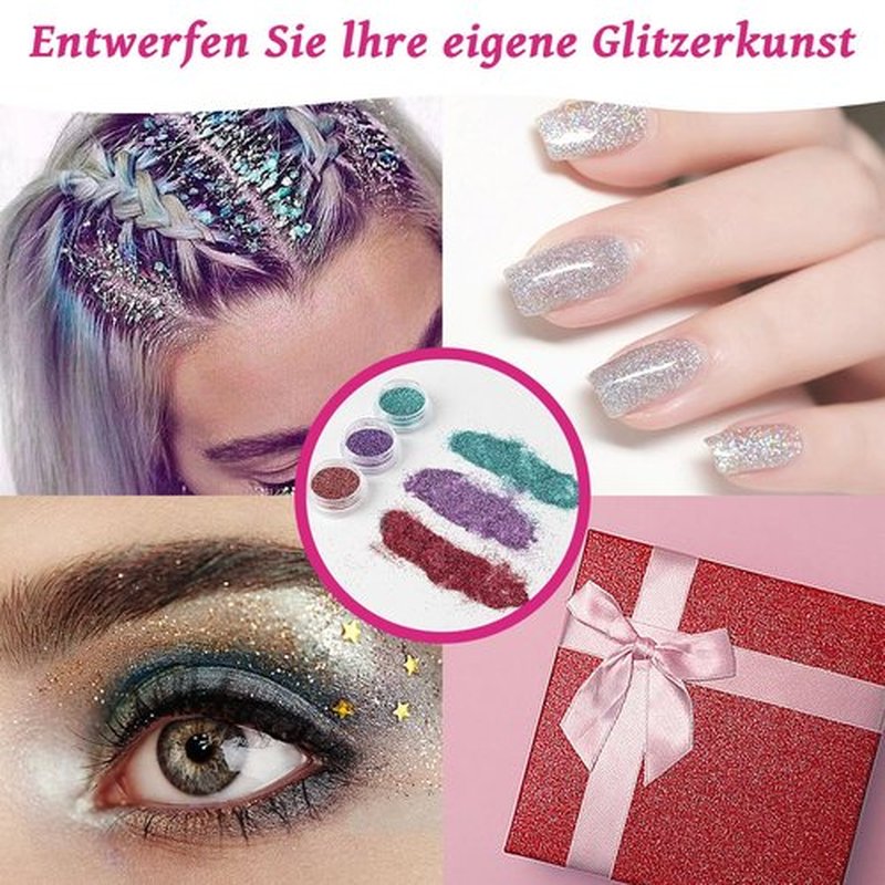 12 Color Temporary Glitter Tattoo Kit for Kid, with 92 Stencils, 2 diamond stickers, 2 Glues & 5 Brushes, Adults & Kids Arts Glitter Make Up Kit, Beautiful Holiday Gifts for Girls & Boys.