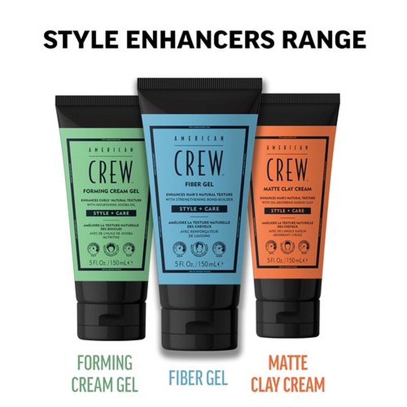 AMERICAN CREW Fiber Gel, Hybrid Styling Hair Gel For Men, Medium Hold With Natural Finish, 5 fl oz