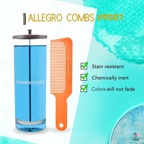 Allegro Combs 9001 Hair Combs Flat Top Clipper Blending Fading Combs Cutting Barber Flattop Thinning Hair Combs Hairstylist Flexible For Women Men Shampoo Usa 2 Pc. (Neon Orange)