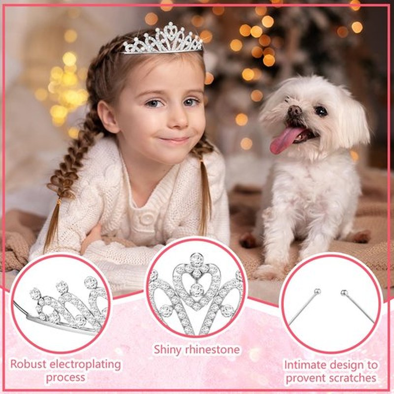 Tondiamo 50 Pcs Tiaras Bulk for Girls Princess Crown Rhinestone Tiaras Bendable Adjustable Headband for Kid Hair Accessory