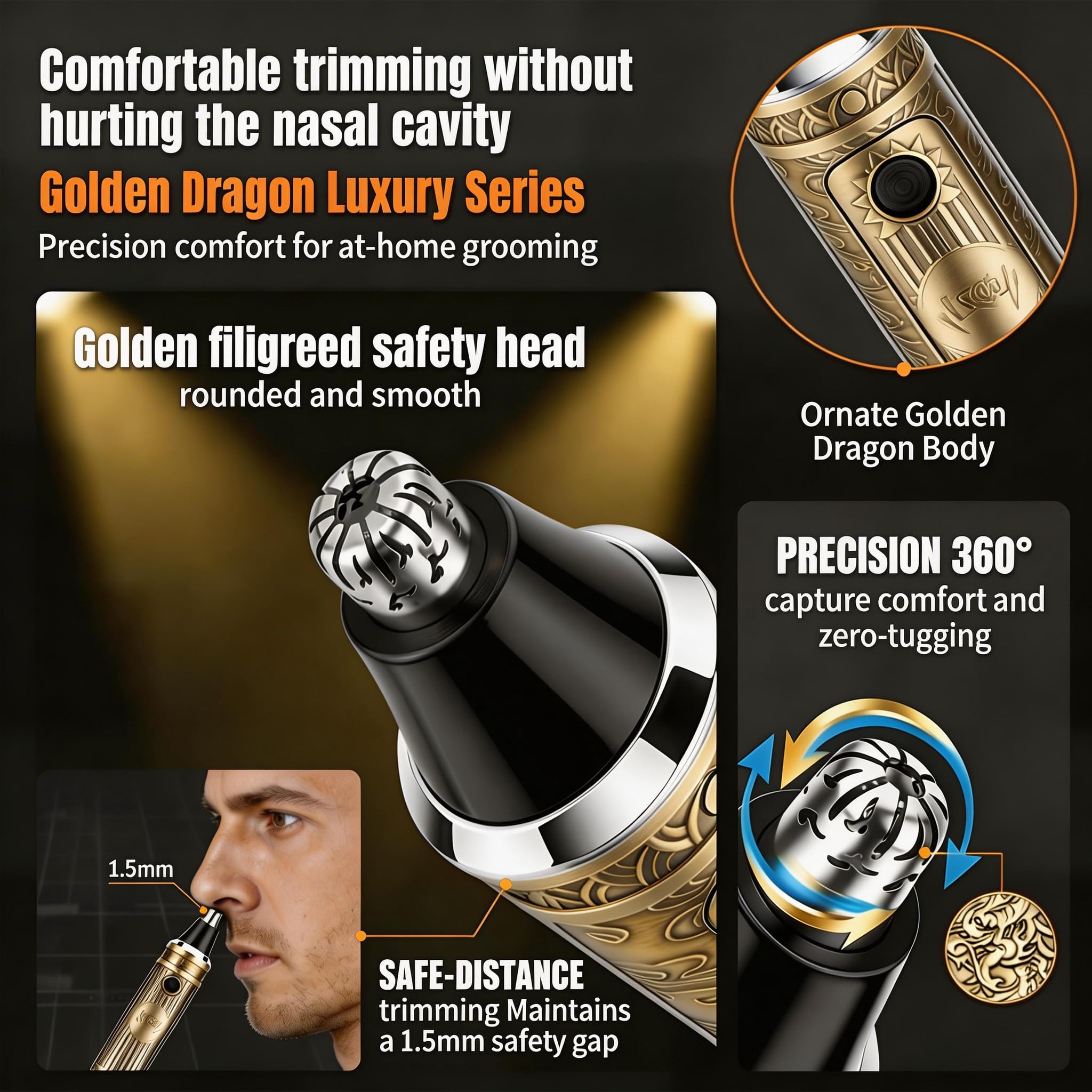 Hair Clippers for Men Professional, Beard Trimmer Kits & Sets, Cordless Mens Hair Trimmer, Electric Shavers, Haircutting Machine with LED Display (Bronze-4in1)