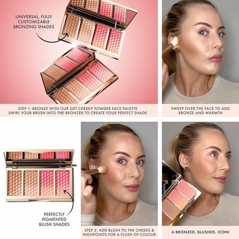 ICONIC LONDON Get Cheeky Face Powder Palette - Four Soft Matte & Shimmer Shades for a Glowy Look