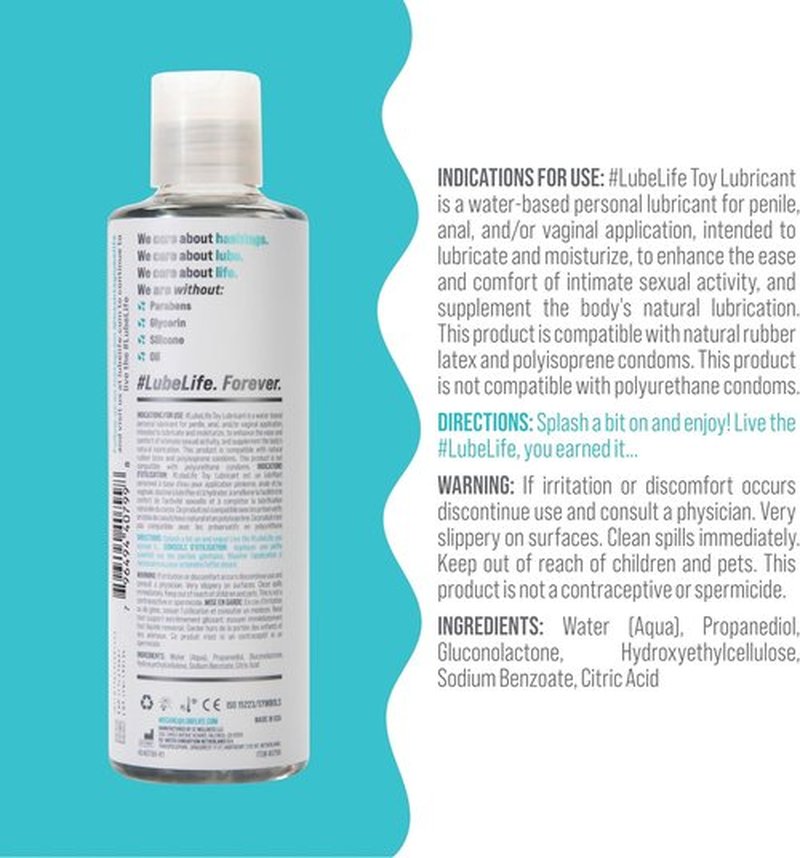 LubeLife Water-Based Lubricant - Toy-Safe Personal Lube for Couples | Travel Size, Non-Staining, 8 Fl Oz