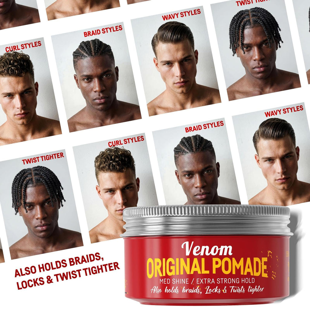 Immortal NYC Venom Original Pomade - 5.07oz/150ml - Extra Strong Firm Hold & Medium/Low Shine - High Definition Professional Men's Hair Styling Pomade - Easy Wash Water-Based Formula
