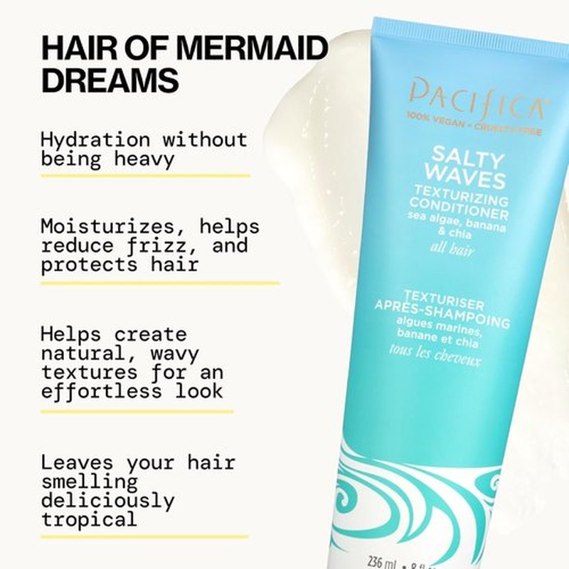 Pacifica Beauty Salty Waves Texturizing Shampoo & Conditioner Set - Effortless Beach Hair | 100% Vegan & Cruelty-Free