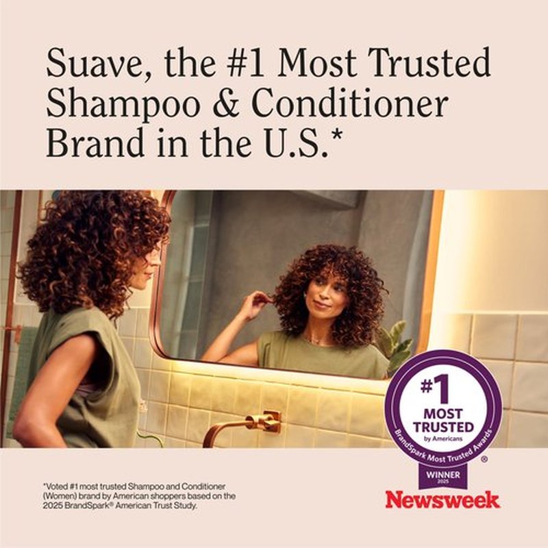 Suave Smooth & Shiny 2-in-1 Shampoo & Conditioner with Coconut Oil, Smoothness & Shine in One Step, No Parabens, Phthalates, or Dyes, 4 Pack, 28 FL OZ Each